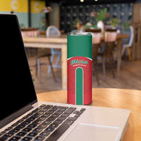 Custom Baseball Mexico Diablos Rojos Skinny Tumbler Red Devils Aztec Pattern
