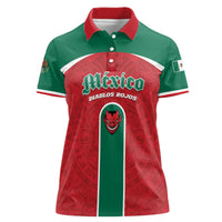 Custom Baseball Mexico Diablos Rojos Women Polo Shirt Red Devils Aztec Pattern
