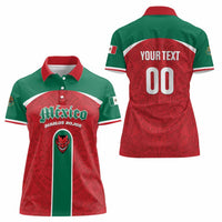 Custom Baseball Mexico Diablos Rojos Women Polo Shirt Red Devils Aztec Pattern