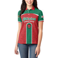 Custom Baseball Mexico Diablos Rojos Women Polo Shirt Red Devils Aztec Pattern