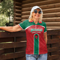 Custom Baseball Mexico Diablos Rojos Women Polo Shirt Red Devils Aztec Pattern