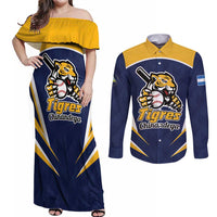 Custom Baseball Tigres Chinandega Couples Matching Off Shoulder Maxi Dress and Long Sleeve Button Shirt Go Nicaragua Boys