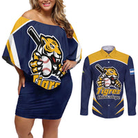 Custom Baseball Tigres Chinandega Couples Matching Off Shoulder Short Dress and Long Sleeve Button Shirt Go Nicaragua Boys