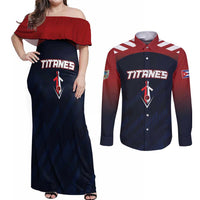 Custom Baseball Titanes Florida Couples Matching Off Shoulder Maxi Dress and Long Sleeve Button Shirt Puerto Rico Boys Come On