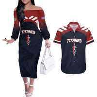 Custom Baseball Titanes Florida Couples Matching Off The Shoulder Long Sleeve Dress and Hawaiian Shirt Puerto Rico Boys Come On