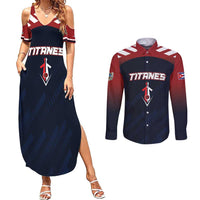 Custom Baseball Titanes Florida Couples Matching Summer Maxi Dress and Long Sleeve Button Shirt Puerto Rico Boys Come On
