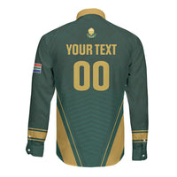Custom South Africa 2026 World Football Long Sleeve Button Shirt Bafana Bafana Woza