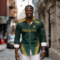 Custom South Africa 2026 World Football Long Sleeve Button Shirt Bafana Bafana Woza
