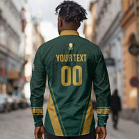 Custom South Africa 2026 World Football Long Sleeve Button Shirt Bafana Bafana Woza