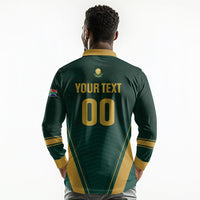Custom South Africa 2026 World Football Long Sleeve Polo Shirt Bafana Bafana Woza