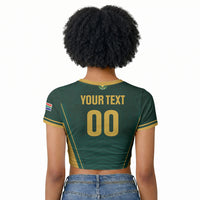 Custom South Africa 2026 World Football Raglan Cropped T shirt Bafana Bafana Woza