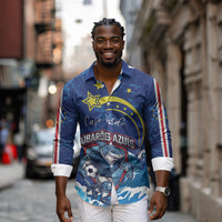 Custom Cape Verde 2026 World Football Long Sleeve Button Shirt Blue Sharks Come On