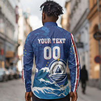 Custom Cape Verde 2026 World Football Long Sleeve Button Shirt Blue Sharks Come On