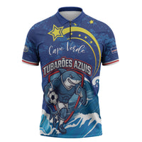 Custom Cape Verde 2026 World Football Zipper Polo Shirt Blue Sharks Come On