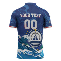 Custom Cape Verde 2026 World Football Zipper Polo Shirt Blue Sharks Come On