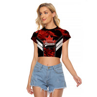 Canada Soccer Raglan Cropped T Shirt Canadian Maple Sporty Style - Wonder Print Shop