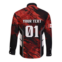 Personalised Canada Soccer Long Sleeve Button Shirt Canadian Maple Sporty Style - Wonder Print Shop