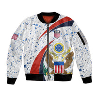 United States Soccer Sleeve Zip Bomber Jacket USA Coat Of Arms Sporty Style - Wonder Print Shop