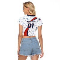 Personalised United States Soccer Raglan Cropped T Shirt USA Coat Of Arms Sporty Style - Wonder Print Shop