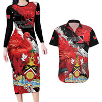 Personalized Trinidad And Tobago Scarlet Ibis Couples Matching Long Sleeve Bodycon Dress and Hawaiian Shirt Special Stylized - Wonder Print Shop