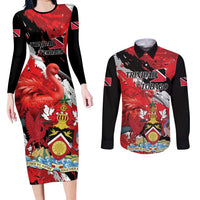 Personalized Trinidad And Tobago Scarlet Ibis Couples Matching Long Sleeve Bodycon Dress and Long Sleeve Button Shirt Special Stylized - Wonder Print Shop