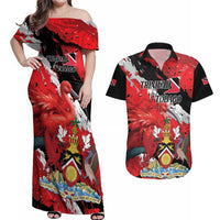 Personalized Trinidad And Tobago Scarlet Ibis Couples Matching Off Shoulder Maxi Dress and Hawaiian Shirt Special Stylized - Wonder Print Shop