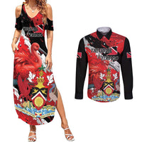 Personalized Trinidad And Tobago Scarlet Ibis Couples Matching Summer Maxi Dress and Long Sleeve Button Shirt Special Stylized - Wonder Print Shop