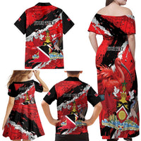 Personalized Trinidad And Tobago Scarlet Ibis Family Matching Off Shoulder Maxi Dress and Hawaiian Shirt Special Stylized - Wonder Print Shop