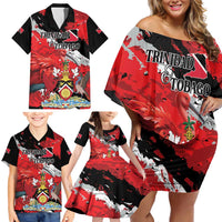 Personalized Trinidad And Tobago Scarlet Ibis Family Matching Off Shoulder Short Dress and Hawaiian Shirt Special Stylized - Wonder Print Shop