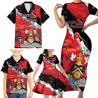 Personalized Trinidad And Tobago Scarlet Ibis Family Matching Short Sleeve Bodycon Dress and Hawaiian Shirt Special Stylized - Wonder Print Shop