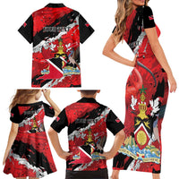 Personalized Trinidad And Tobago Scarlet Ibis Family Matching Short Sleeve Bodycon Dress and Hawaiian Shirt Special Stylized - Wonder Print Shop