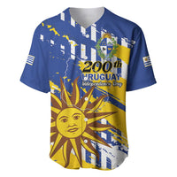 Personalized Uruguay 200th Independence Day Baseball Jersey Sol de Mayo Grunge Stylized - Wonder Print Shop