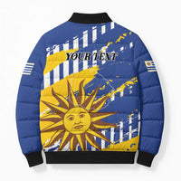 Personalized Uruguay 200th Independence Day Bomber Puffer Jacket Sol de Mayo Grunge Stylized - Wonder Print Shop