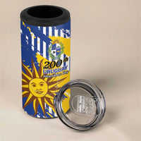 Personalized Uruguay 200th Independence Day 4 in 1 Can Cooler Tumbler Sol de Mayo Grunge Stylized - Wonder Print Shop