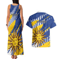Personalized Uruguay 200th Independence Day Couples Matching Tank Maxi Dress and Hawaiian Shirt Sol de Mayo Grunge Stylized - Wonder Print Shop