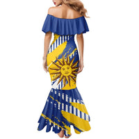 Personalized Uruguay 200th Independence Day Family Matching Mermaid Dress and Hawaiian Shirt Sol de Mayo Grunge Stylized - Wonder Print Shop