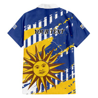 Personalized Uruguay 200th Independence Day Family Matching Off The Shoulder Long Sleeve Dress and Hawaiian Shirt Sol de Mayo Grunge Stylized - Wonder Print Shop