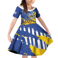 Personalized Uruguay 200th Independence Day Family Matching Off Shoulder Short Dress and Hawaiian Shirt Sol de Mayo Grunge Stylized - Wonder Print Shop