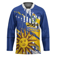 Personalized Uruguay 200th Independence Day Hockey Jersey Sol de Mayo Grunge Stylized - Wonder Print Shop