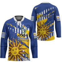 Personalized Uruguay 200th Independence Day Hockey Jersey Sol de Mayo Grunge Stylized - Wonder Print Shop