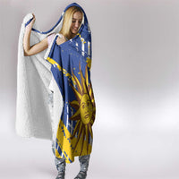 Uruguay 200th Independence Day Hooded Blanket Sol de Mayo Grunge Stylized - Wonder Print Shop