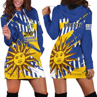 Personalized Uruguay 200th Independence Day Hoodie Dress Sol de Mayo Grunge Stylized - Wonder Print Shop