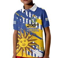 Personalized Uruguay 200th Independence Day Kid Polo Shirt Sol de Mayo Grunge Stylized - Wonder Print Shop