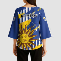 Personalized Uruguay 200th Independence Day Kimono Sleeve Blouse Sol de Mayo Grunge Stylized - Wonder Print Shop