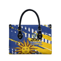 Uruguay 200th Independence Day Leather Bag Sol de Mayo Grunge Stylized - Wonder Print Shop