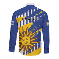 Personalized Uruguay 200th Independence Day Long Sleeve Button Shirt Sol de Mayo Grunge Stylized - Wonder Print Shop