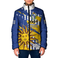 Personalized Uruguay 200th Independence Day Padded Jacket Sol de Mayo Grunge Stylized - Wonder Print Shop