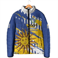 Personalized Uruguay 200th Independence Day Padded Jacket Sol de Mayo Grunge Stylized - Wonder Print Shop
