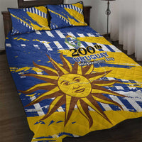 Uruguay 200th Independence Day Quilt Bed Set Sol de Mayo Grunge Stylized - Wonder Print Shop