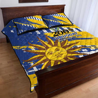 Uruguay 200th Independence Day Quilt Bed Set Sol de Mayo Grunge Stylized - Wonder Print Shop